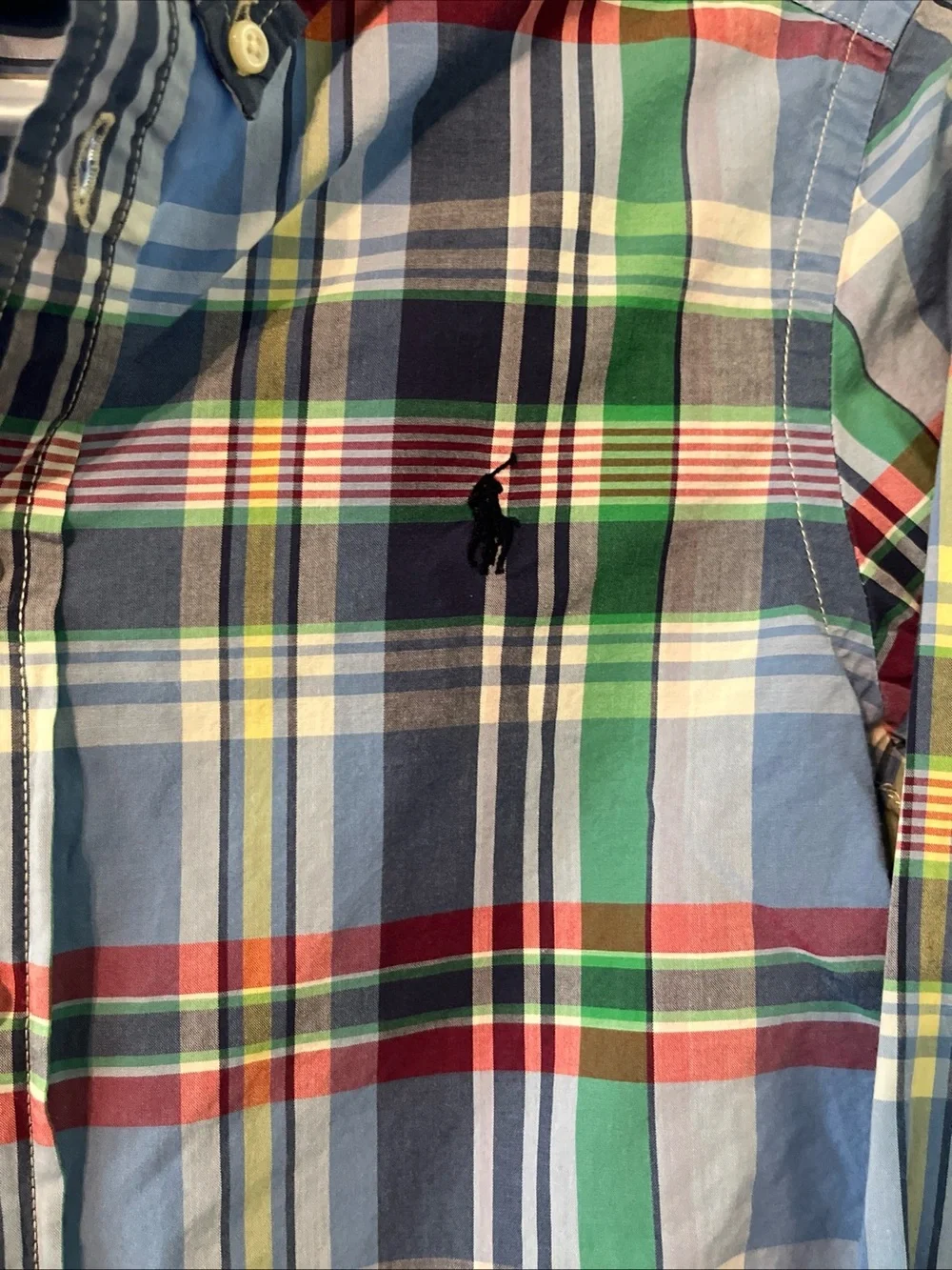 Polo Ralph Lauren Boy's Size Med 10/12 Button Down Shirt Plaid Cotton Pony